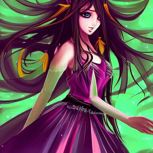 Image similar to digital art long hair anime lady ELF dancing in the moonlight l by Sakimichan