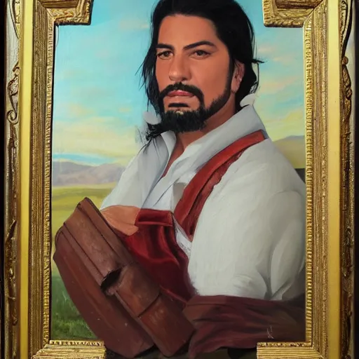 Prompt: Juan Reyes of pasión de gavilanes, portrait, painting