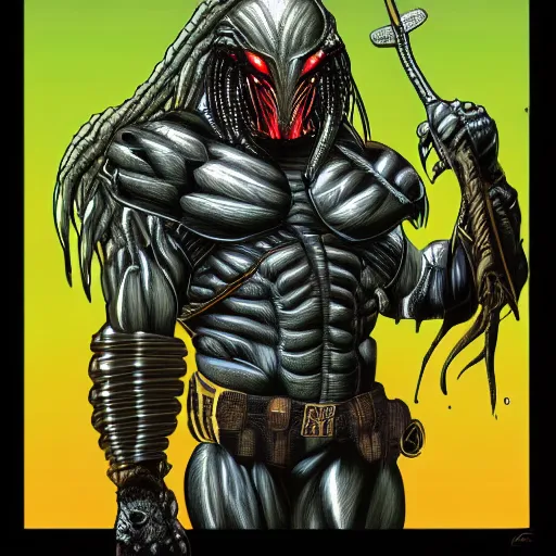 Image similar to a detailed illustration of of predator by chris warner