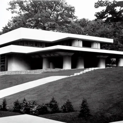 Image similar to frank lloyd wright, black and white photo