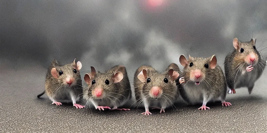 Image similar to photo of rodents attacking an airbase, terrifying, photorealistic, horror, hyperrealistic