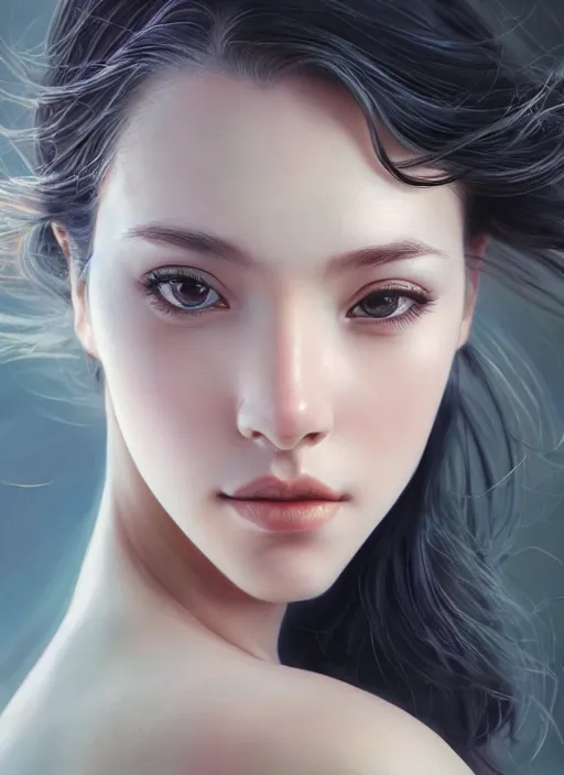 Image similar to photo of a gorgeous young woman in the style of stefan kostic, realistic, sharp focus, 8 k high definition, insanely detailed, intricate, elegant, art by yoshitako amano and stanley lau and artgerm