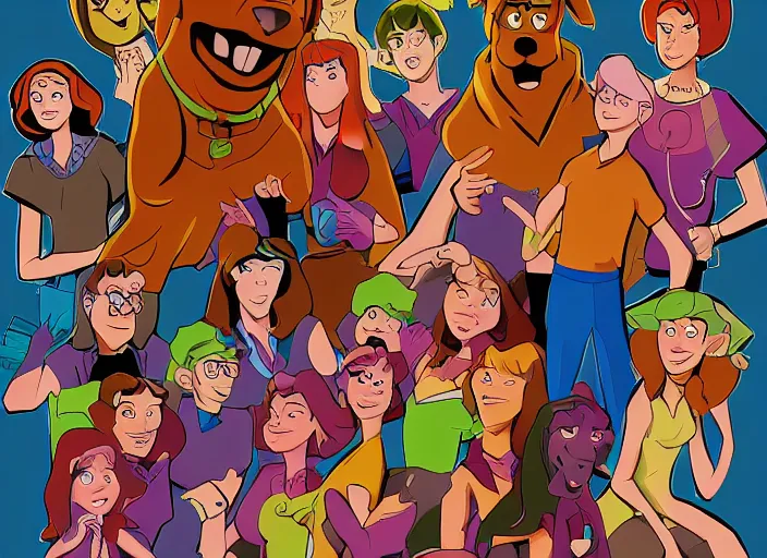 Prompt: Scooby Doo and the Gang, digital art, trending on artstation