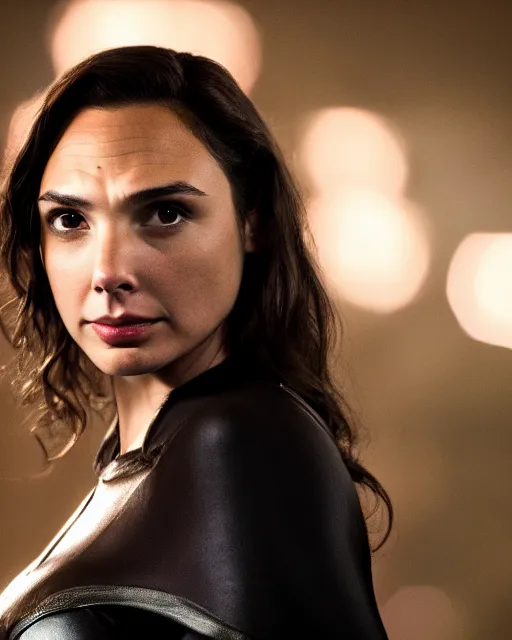 Prompt: Gal Gadot as Buffy Summers the the remake of Buffy the Vampire Slayer; promotional photo; bokeh, 90mm, f/1.4