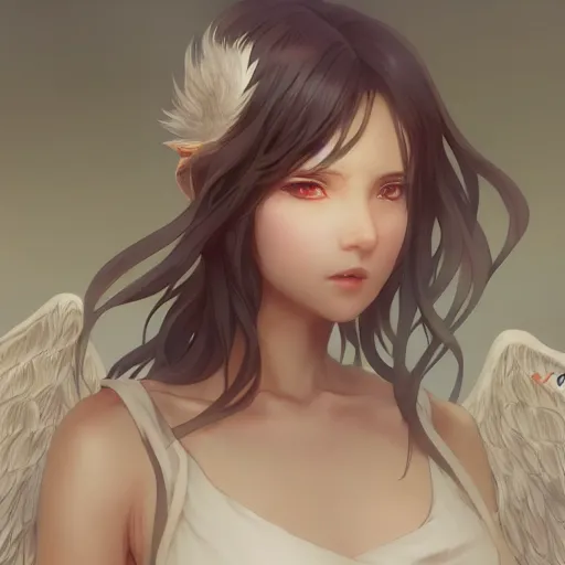 Image similar to a beautiful anime girl with angel wings, by artgerm, wlop and greg rutkowski, hd, hdr, ue 5, ue 6, unreal engine 5, cinematic 4 k wallpaper, 8 k, ultra detailed, high resolution, artstation, award winning