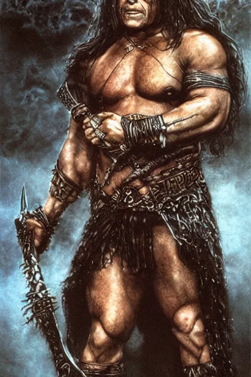 Image similar to danny devito as conan the barbarian by luis royo