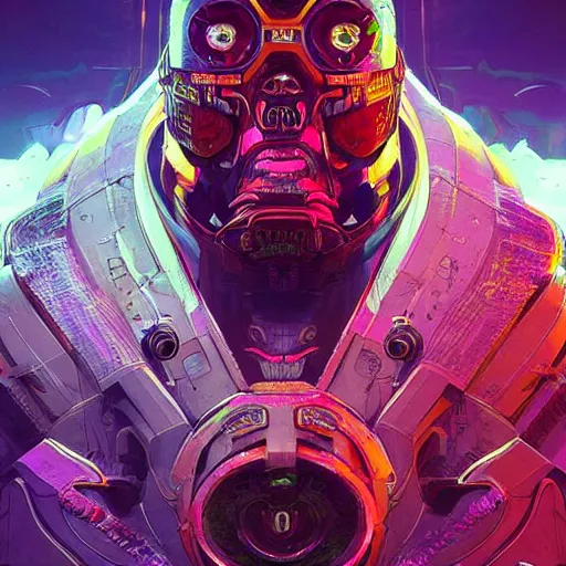 Prompt: sovereign souls, Apex Legends character digital illustration portrait design, by android jones and greg rutkowski in a cyberpunk voodoo style, retrowave color scheme, detailed, cinematic lighting, wide angle action dynamic portrait