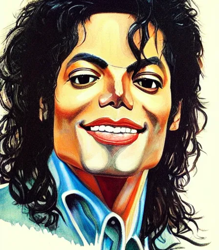 Image similar to portrait of michael jackson by philip pearlstein, high quality, high detail