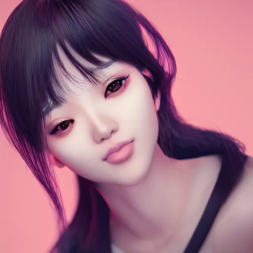 Image similar to the most beautiful asian woman in the world, by sangsoo jeong, by siwoo kim, happy expression, cute, unreal engine, octane rendering, 8 k, closeup headshot, smooth, trending on artstation, digital illustration, black hair