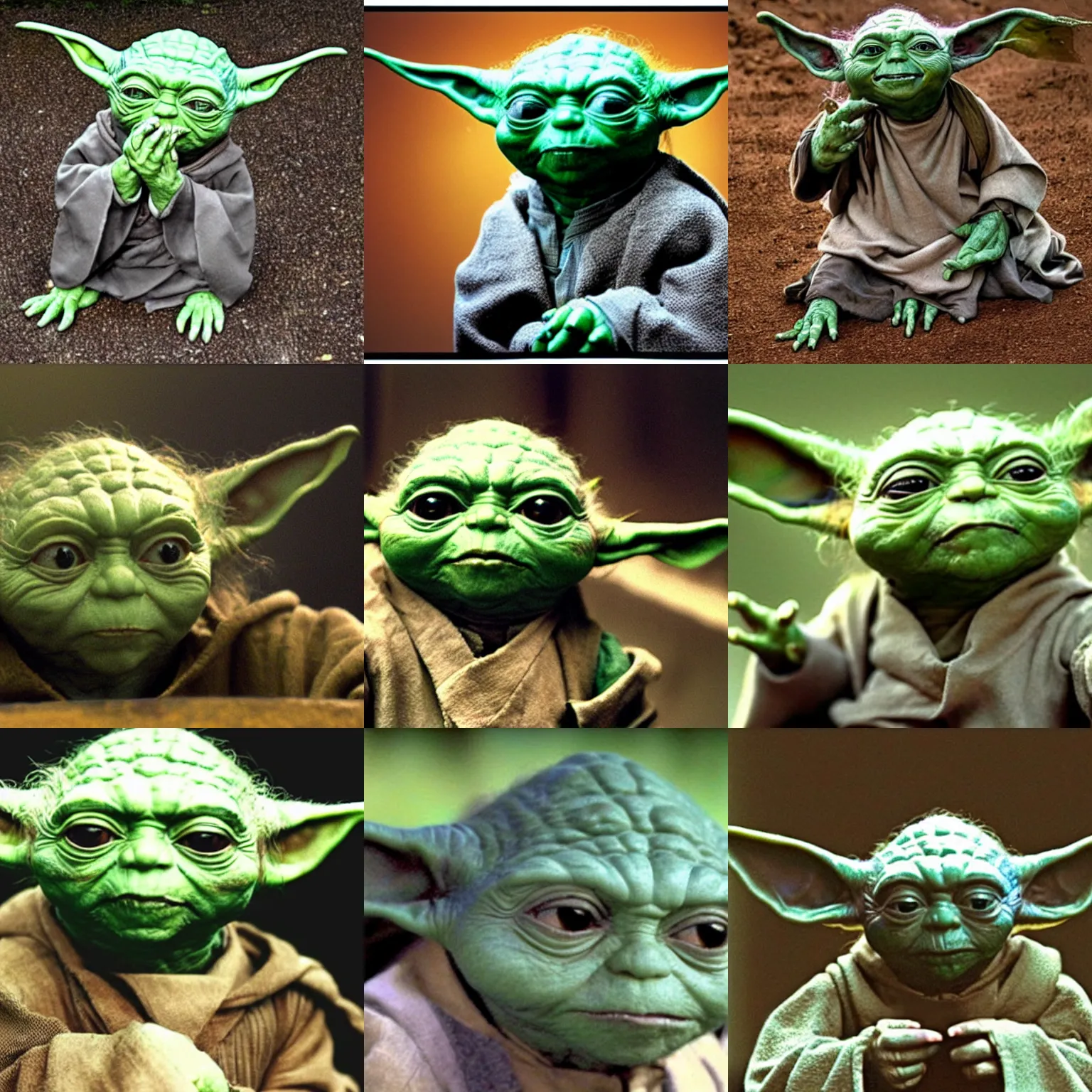 Prompt: photo of a vomiting yoda