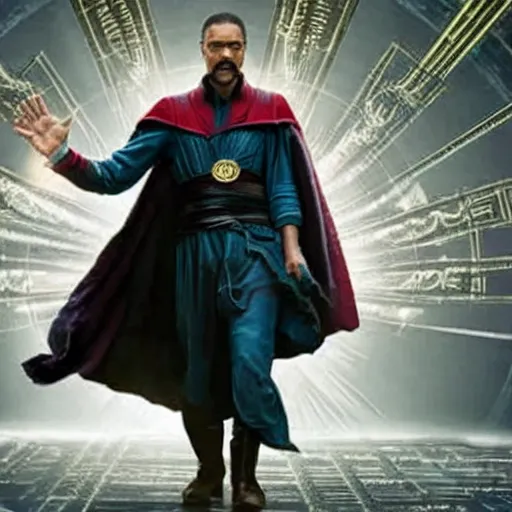 Image similar to A still of Laurence Fishburne as Doctor Strange