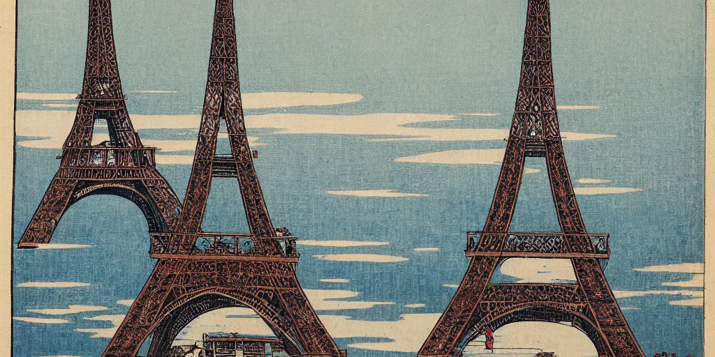 Image similar to i, Paris Eiffel tower by Hokusai