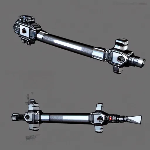 Prompt: 3 d mechanical gun blade, hard surface model, 3 d weapon, cute, futuristic, sleek, gunpla