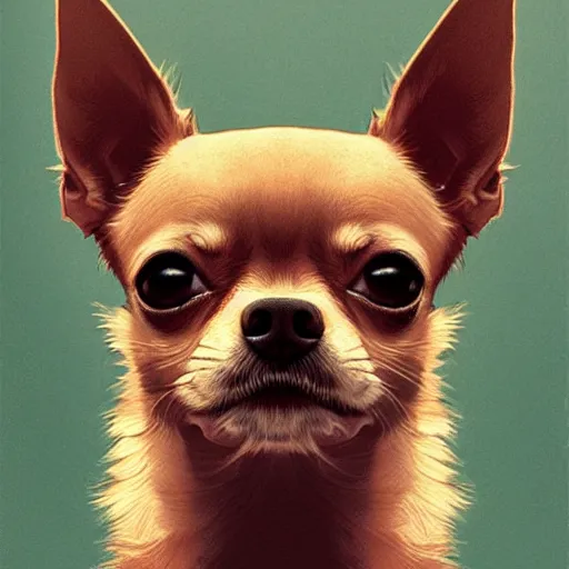 Prompt: portrait of a chihuahua looking angry, by martin ansin, highly detailed, cinematic, extremely detailed, high quality