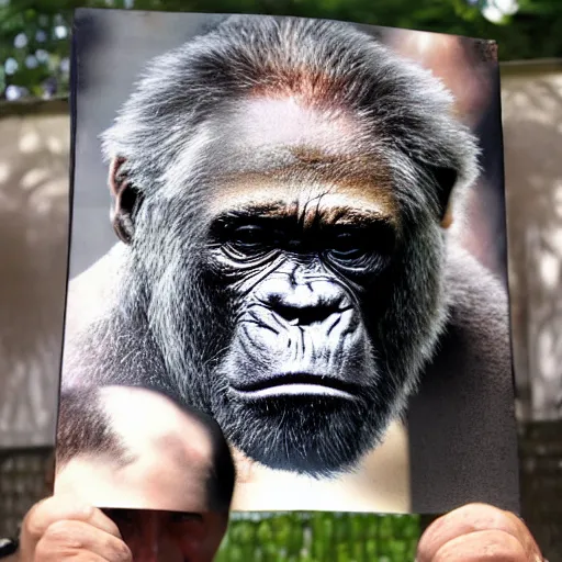 Image similar to harambe!! with Jeffrey! Epstein’s face!