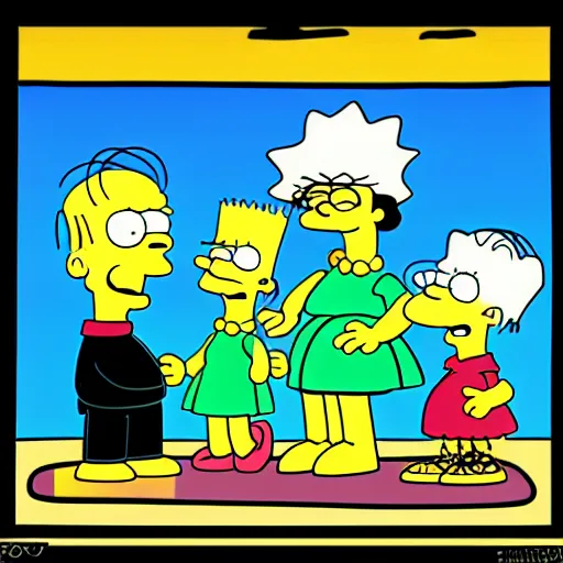 Image similar to the simpons in the style of the peanuts comics without any speech bubbles