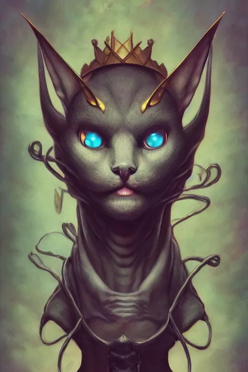 Prompt: portrait of an elegant alien cat man king, straight on portrait, by artgerm, tom bagshaw, gerald brom, vaporwave colors, lo - fi colors, vaporwave, lo - fi, moody vibe, goth vibe, full body,