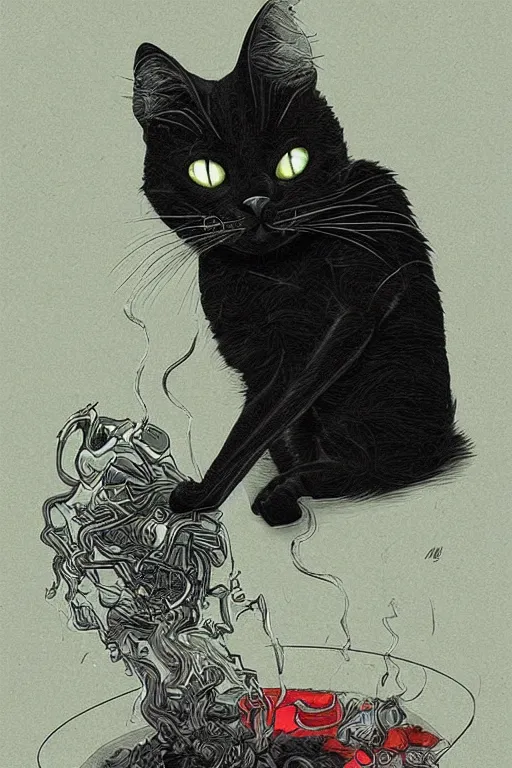 Image similar to black cat smoking by Android Jones