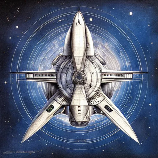 Image similar to design only, symmetry, starship enterprise, by jean - baptiste monge