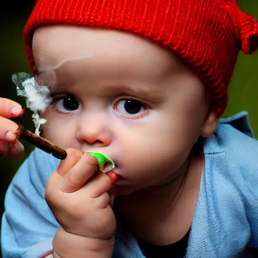 Prompt: baby smoking weed