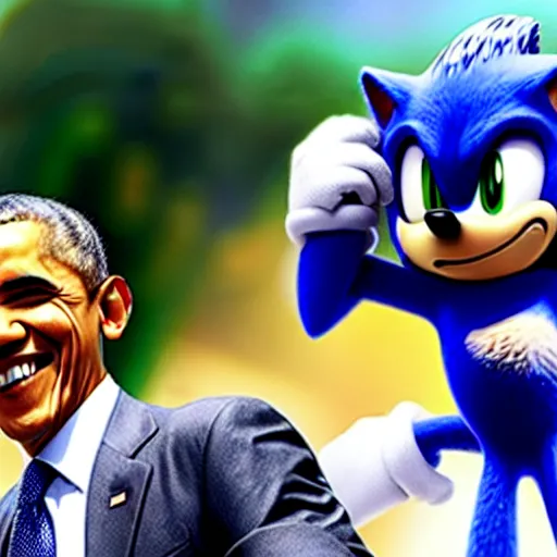 Prompt: barack obama stars in the new sonic the hedgehog film alongside idris elba