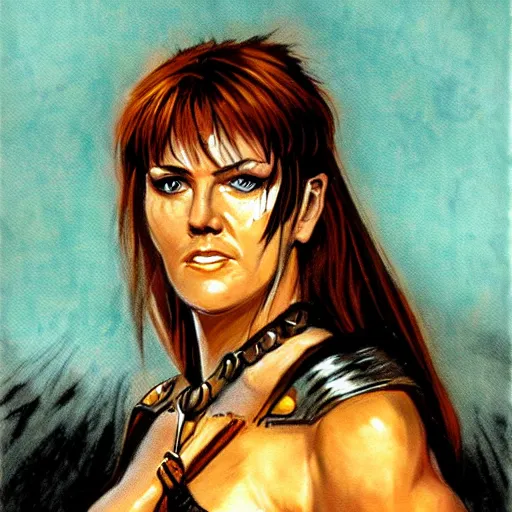 Image similar to xena warrior princess d & d character portrait by francis bacon