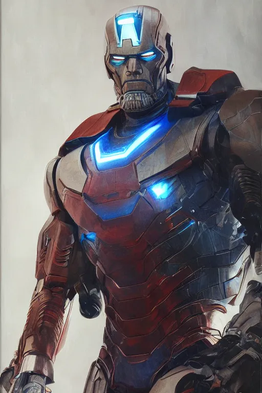 Image similar to Portrait of Willem Dafoe as Iron Patriot, marvel comics, dark, intricate, highly detailed, smooth, artstation, digital illustration by Ruan Jia and Mandy Jurgens and Artgerm and Wayne Barlowe and Greg Rutkowski and Zdislav Beksinski