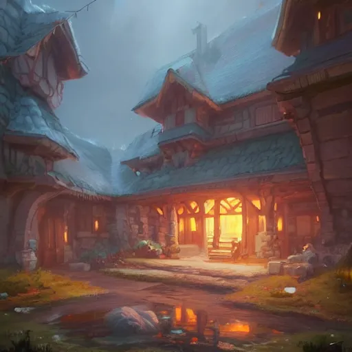 Prompt: highly detailed digital art of a fantasy house, trending on artstation, by andreas rocha, by greg rutkowski, 4k