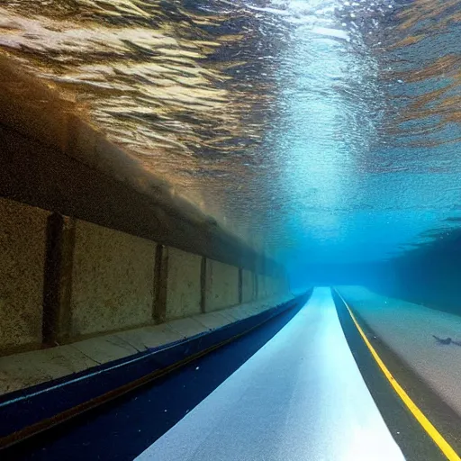 Prompt: an underwater highway