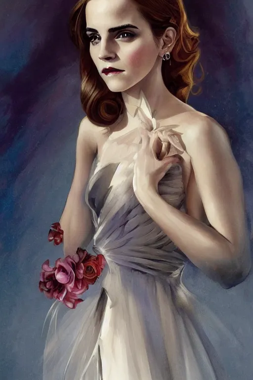 Image similar to emma watson. a streamline moderne portrait in the style of anna dittmann and donato giancola and charles dulac.