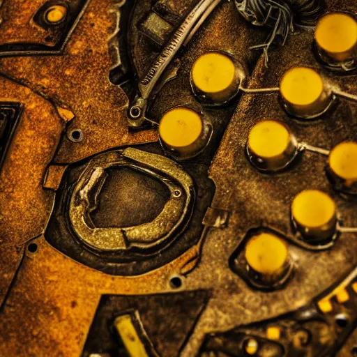 Prompt: photograph of dieselpunk pacman, gritty, oil stains, product photography, high detail