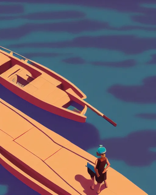 Image similar to a boat made of red stone, deep water, cory loftis, james gilleard, atey ghailan, makoto shinkai, goro fujita, studio ghibli, rim light, exquisite lighting, clear focus, very coherent, plain background, soft painting