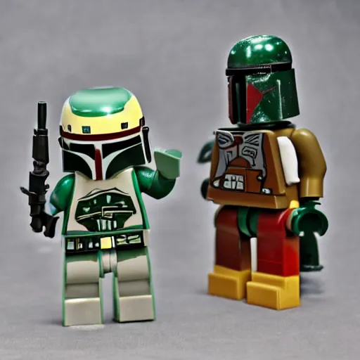 Image similar to Boba Fett lego mini figure, macro photography, detailed, 8k