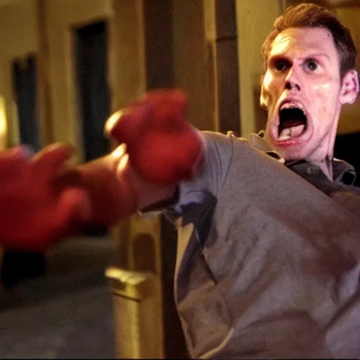 Image similar to Live Action Still of Jerma in Shaun of the Dead, real life, hyperrealistic, ultra realistic, realistic, highly detailed, epic, HD quality, 8k resolution, body and headshot, film still