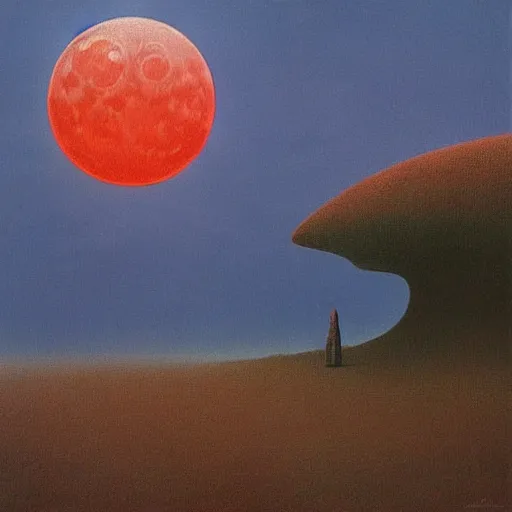 Prompt: full moon in the style of zdzisław beksinski