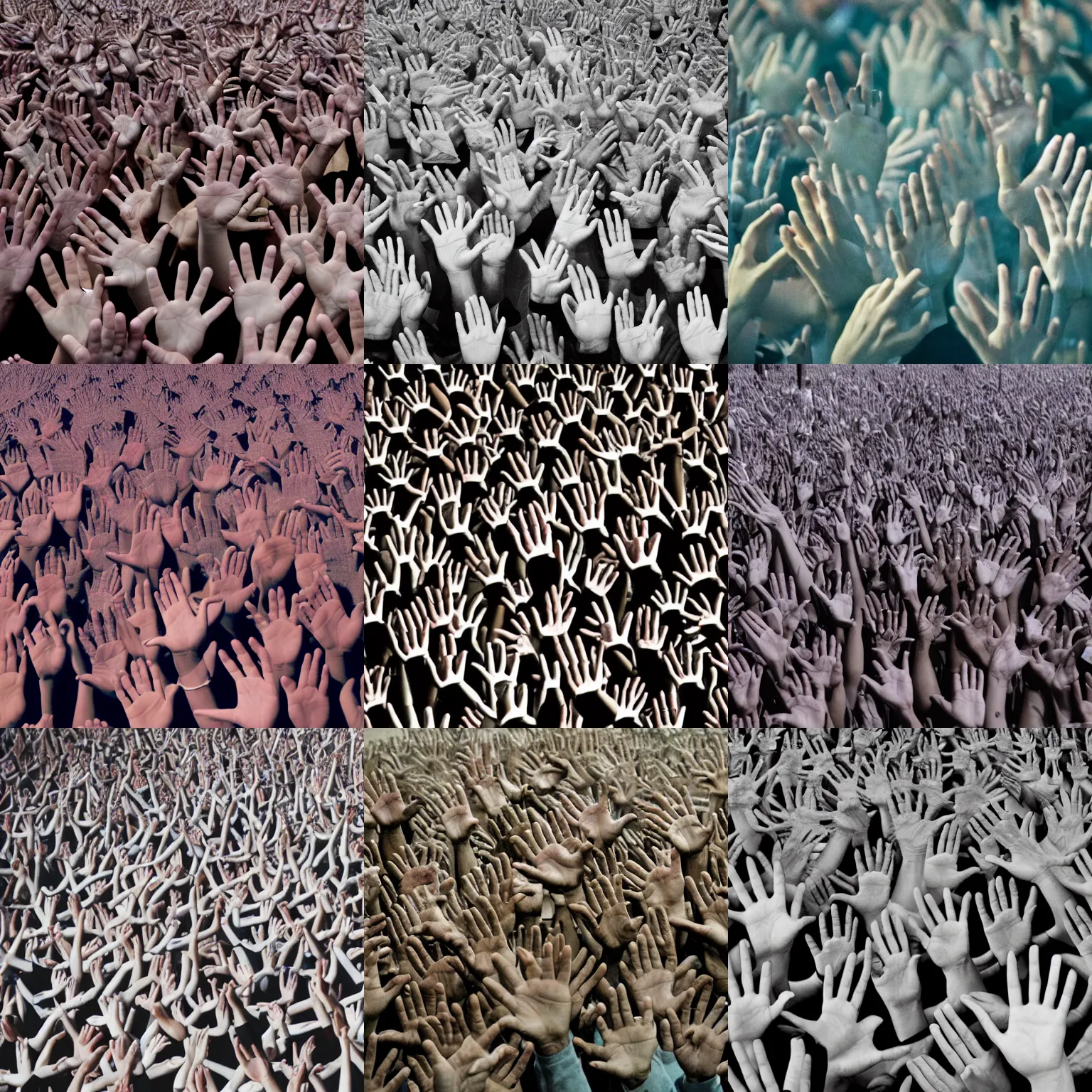 Prompt: a sea of hands