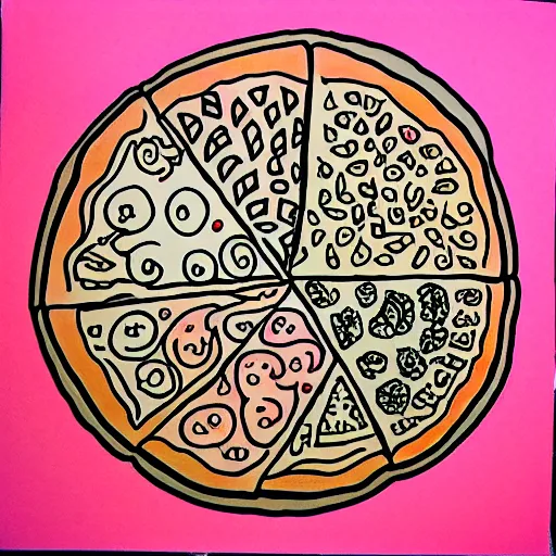 Prompt: pizza:: zentangle, ink illustration