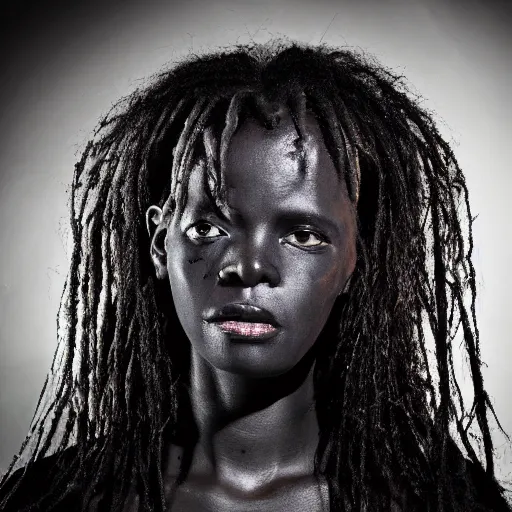 Image similar to beautiful Namibian woman, in darkness, horror terrifying, surreal realistic, hyper details, irwin penn, full HD, 8k