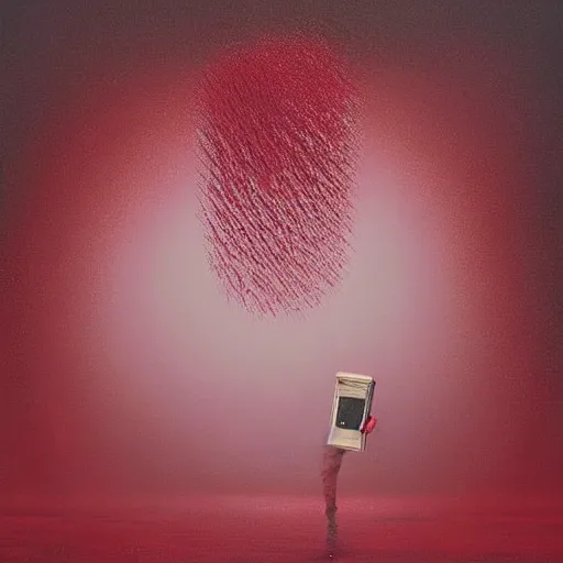 Image similar to A experimental art. A rip in spacetime. Did this device in his hand open a portal to another dimension or reality?! maroon by Lee Madgwick swirling