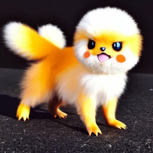 Image similar to real life Pokemon, cute!!!, fluffy!!!, ultra realistic!!!, golden hour, sharp focus