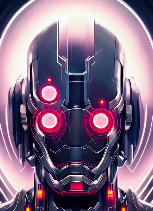 Prompt: symmetry!! portrait of ultron, sci - fi, tech wear, glowing lights!! intricate, elegant, highly detailed, digital painting, artstation, concept art, smooth, sharp focus, illustration, art by artgerm and greg rutkowski and alphonse mucha