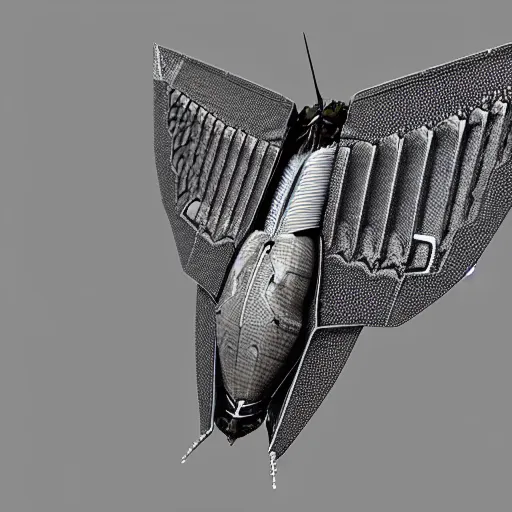 Image similar to a mechanized atlas moth, gunmetal grey, very symmetrical, orthographic view, top down view, bottom view, side view, blueprints, mecha, lockheed martin f - 3 5 lightning ii, fighter jet, cybernetic, robotic, highly detailed, artstation, autodesk maya, super realistic, unreal engine