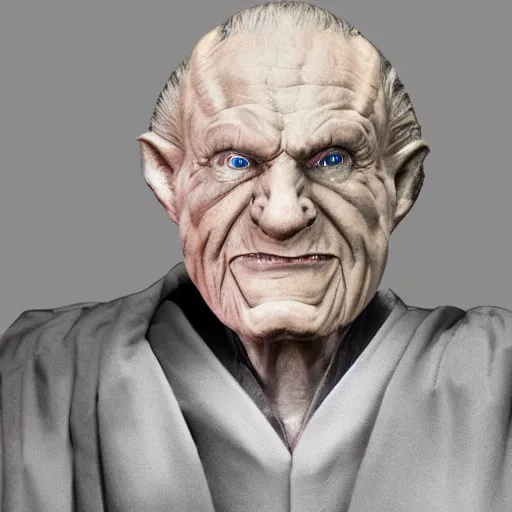 Image similar to Emperor Palpatine posing from LinkedIn profile picture, professional headshot