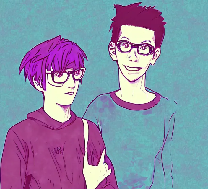 Image similar to a digital drawing of young neil cicierega in a kawaii emo / scene style, trending on pixiv, trending on deviantart