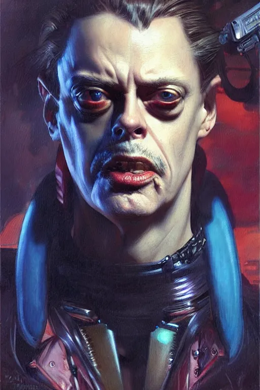 Image similar to cyberpunk steve buscemi, character design, painting by gaston bussiere, katsuya terada, frank frazetta, tom of finland, trending on artstation