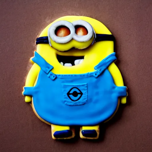 Prompt: a minion as a cookie , award winning photography