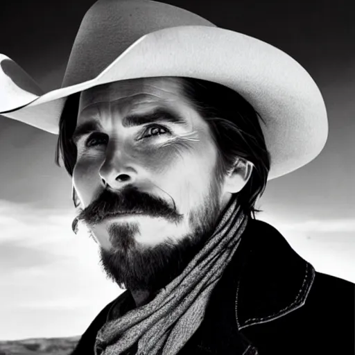 Image similar to christian bale, full length portrait, american west, cowboys