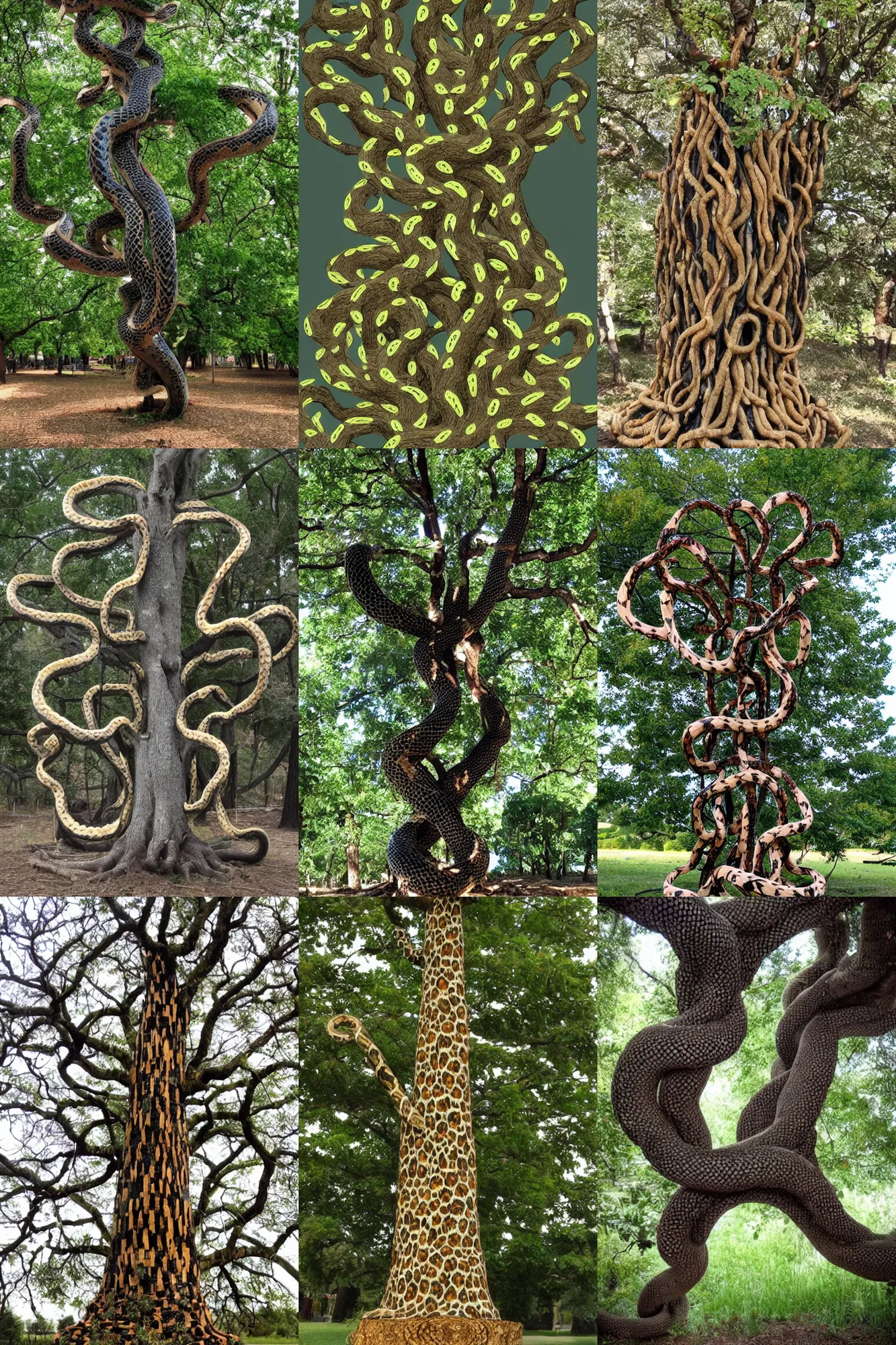 Prompt: a tree made of snakes