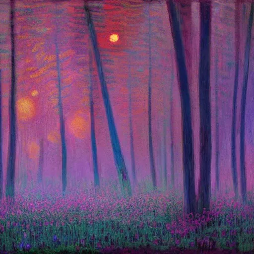 Prompt: Magical fairy forest by Simon Stålenhag and Claude Monet