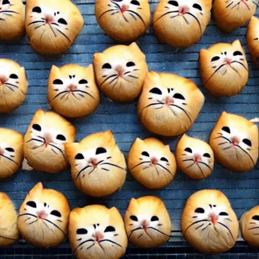 Image similar to photo of yeast rolls that look like cats with cute cat faces